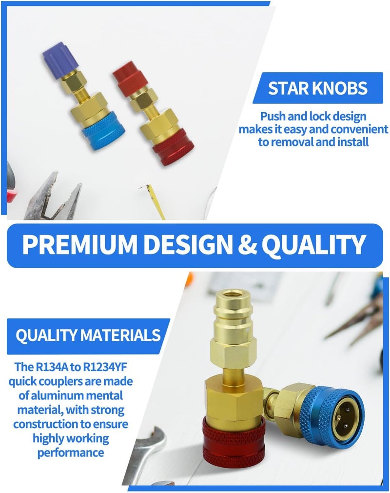 OXDFK R1234yf Adapter Kit, R1234yf to R134a Quick Coupler, High Low Side Connector Conversion Kit, 1234yf Adapter to R134a for Car Air Conditioning System Evacuation Recharging - Image 4